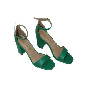 Par de sandalias para dama color verde y tacón de 8 cm.